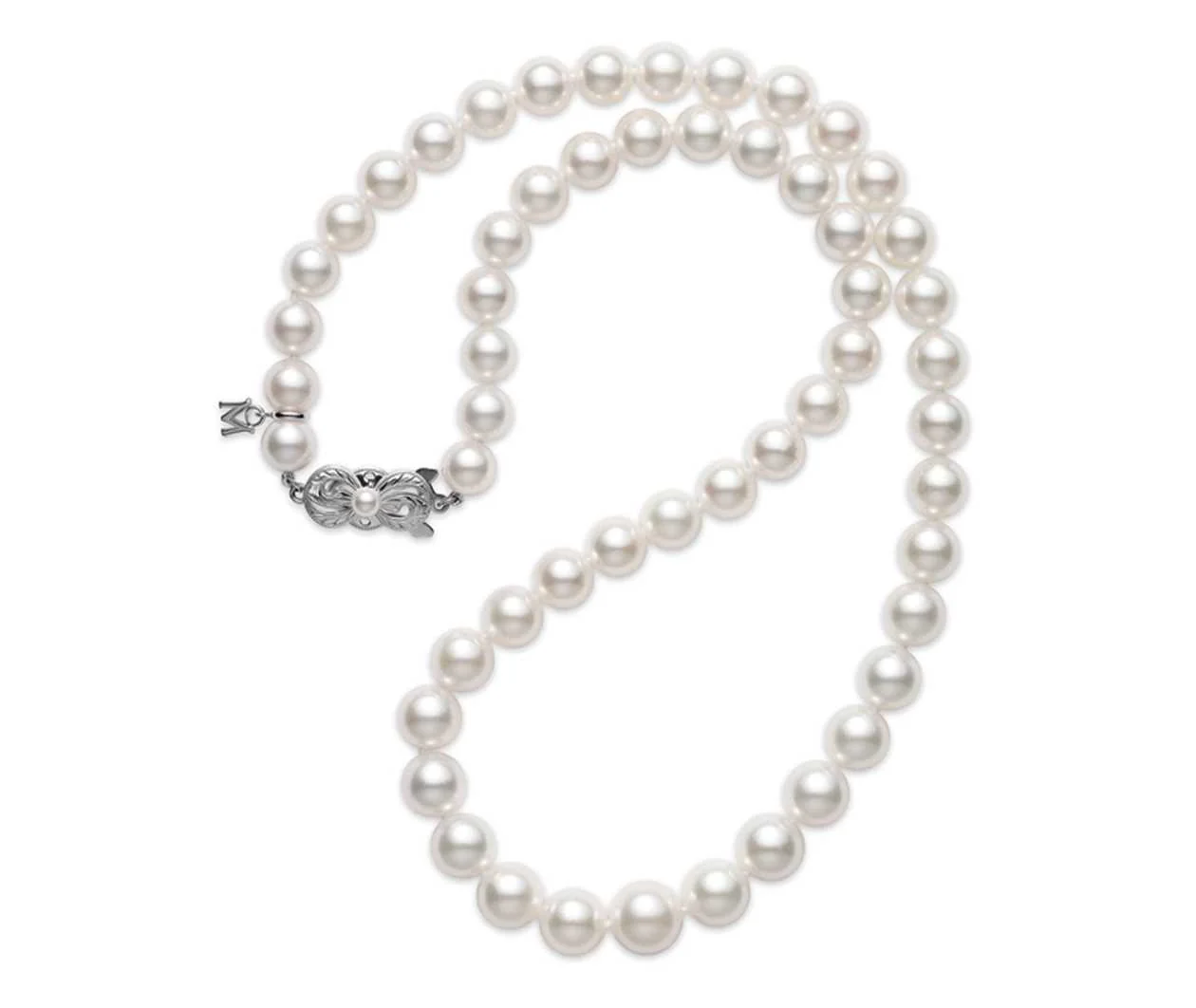 18" Akoya Cultured Pearl Graduated Strand in 18K White Gold Clasp