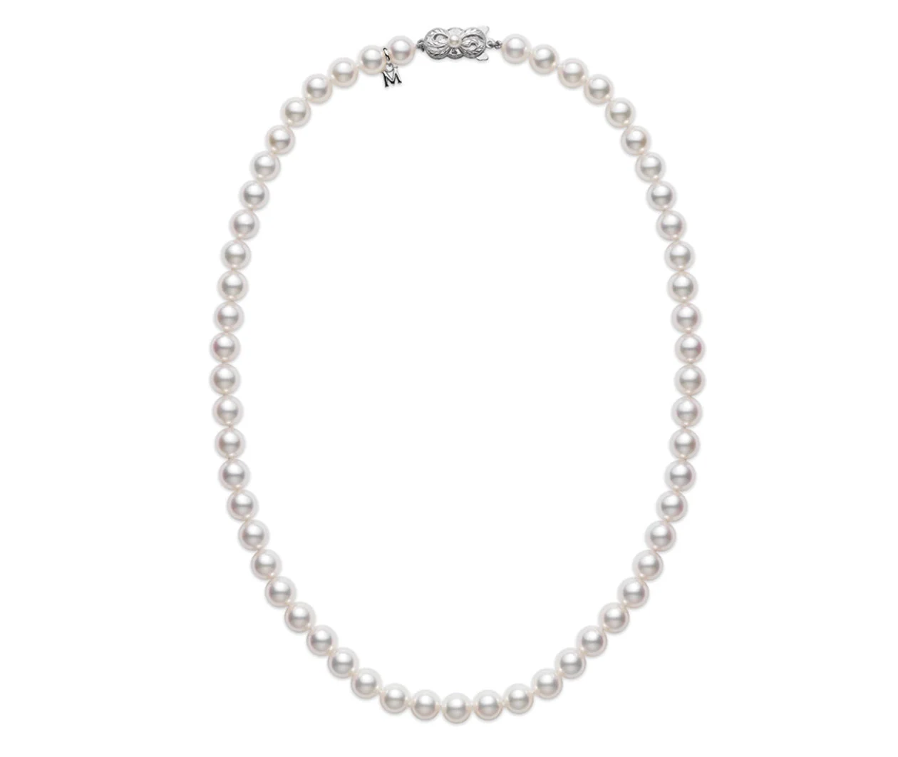 18" Akoya Cultured Pearl Strand Necklace in 18K White Gold Clasp