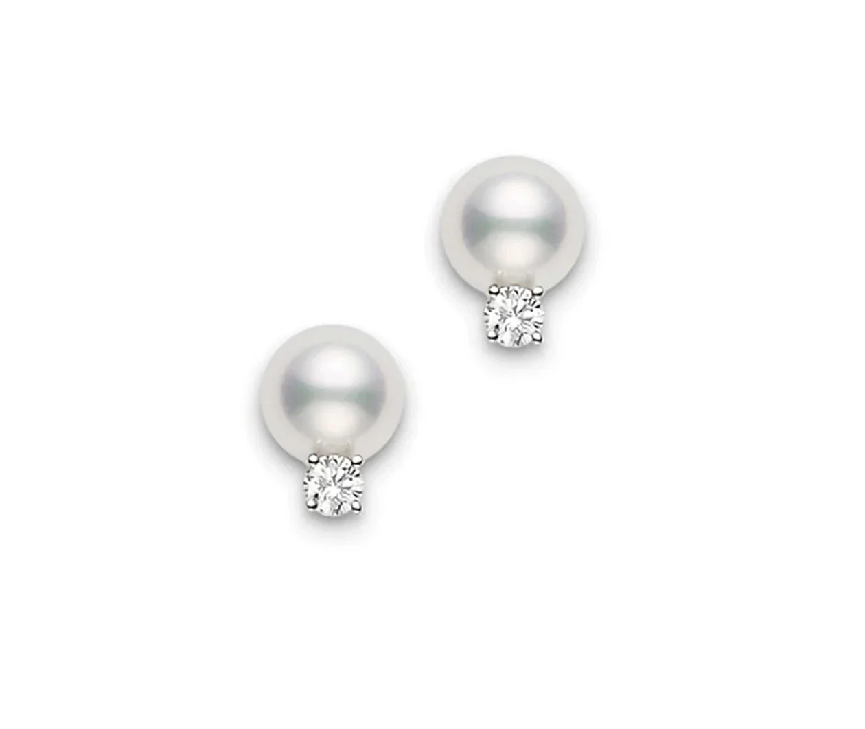 Akoya Cultured Pearl and Diamond Earrings In 18K White Gold