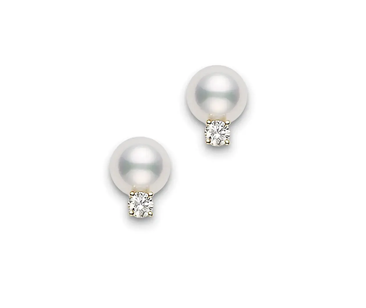 Akoya Cultured Pearl and Diamond 18K Yellow Gold Earrings