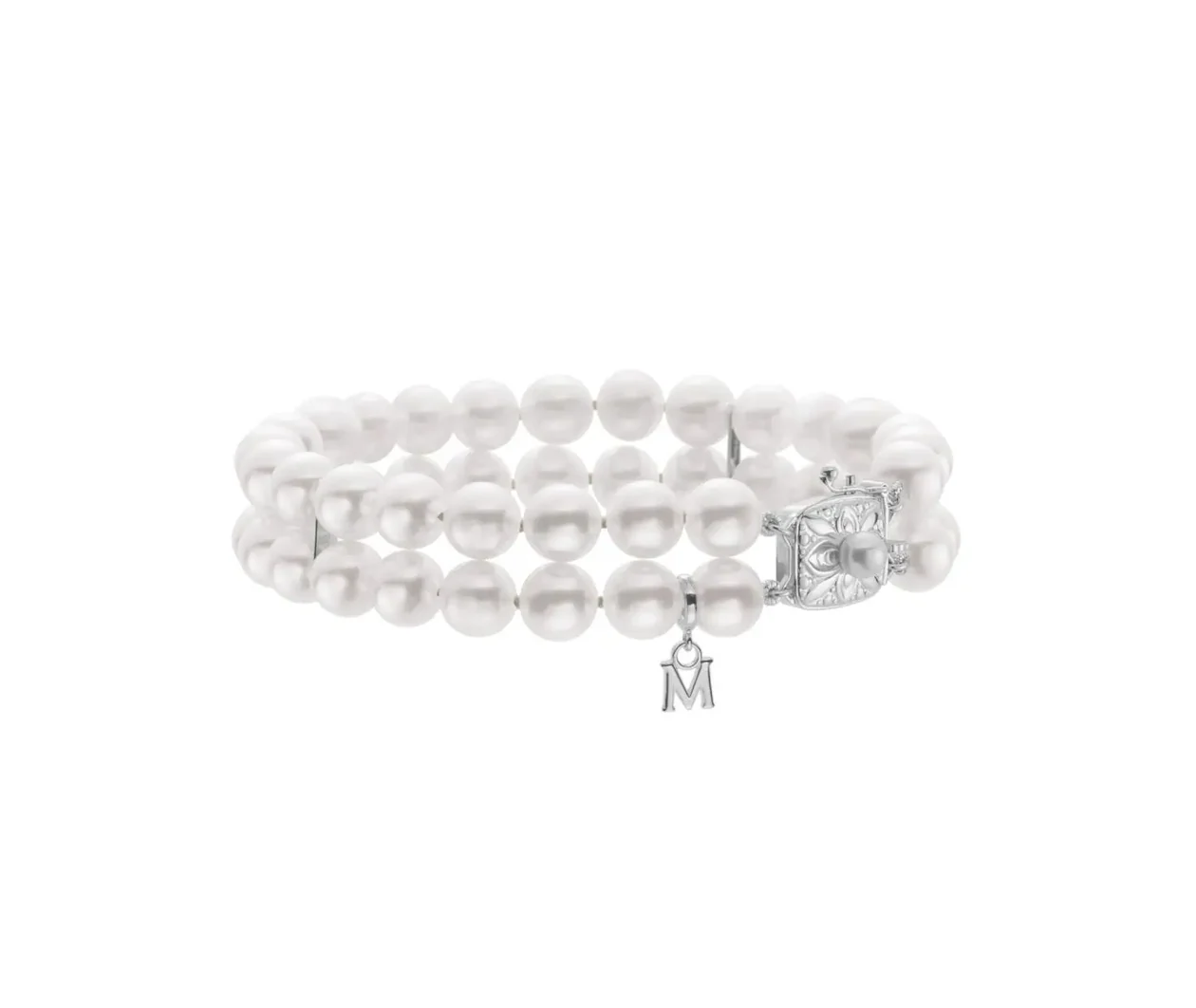 Akoya Cultured Pearl Double Strand Bracelet in 18K White Gold