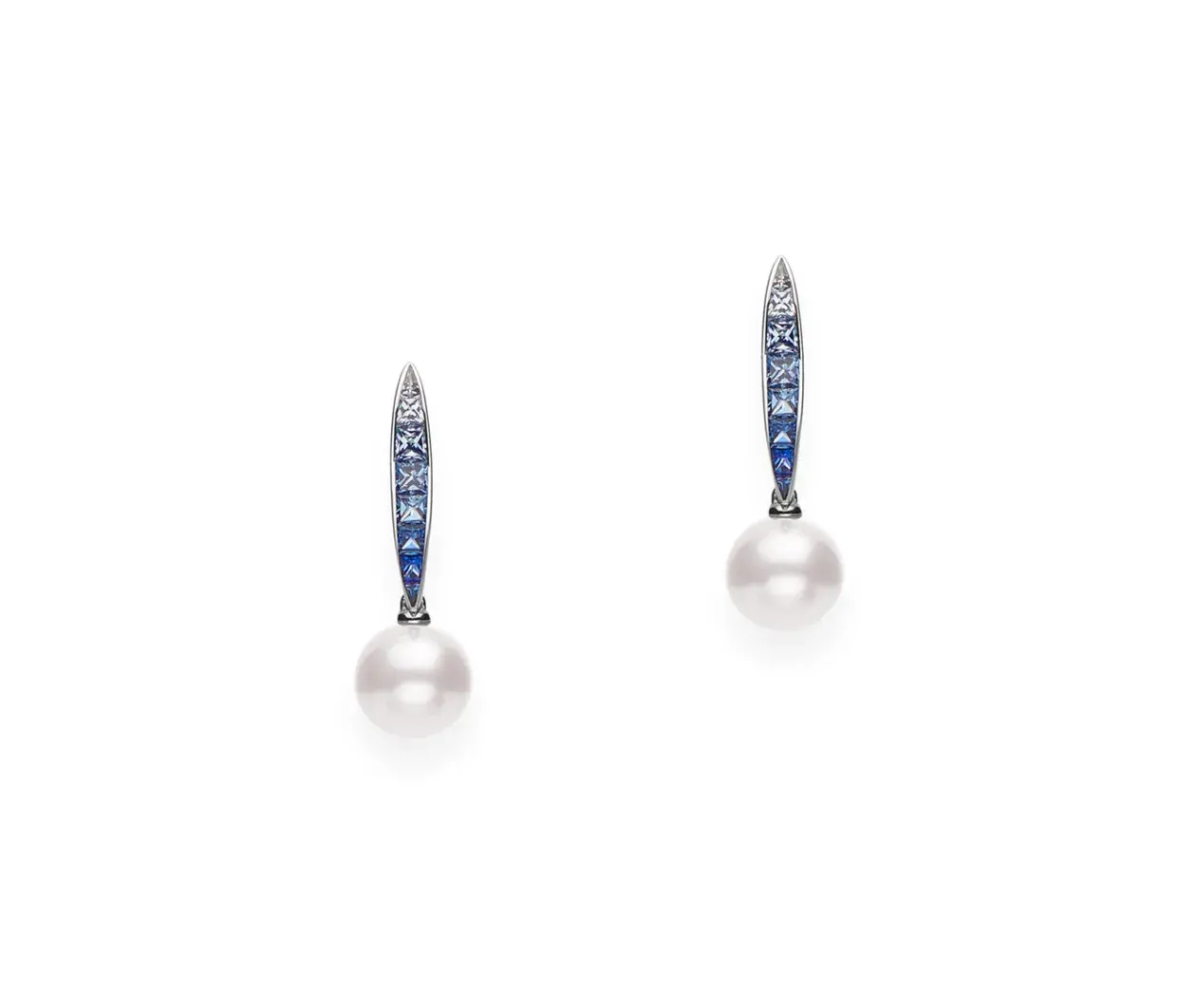 Akoya Cultured Pearl Ocean Earrings with Blue Sapphire