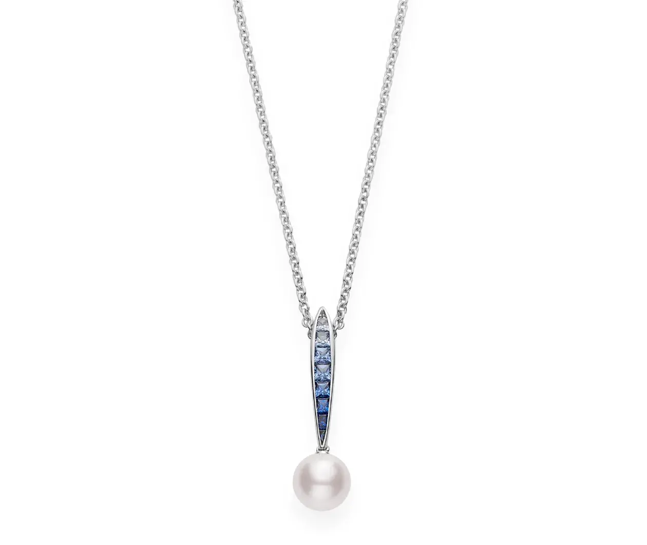 Akoya Cultured Pearl Ocean Pendant with Blue Sapphire