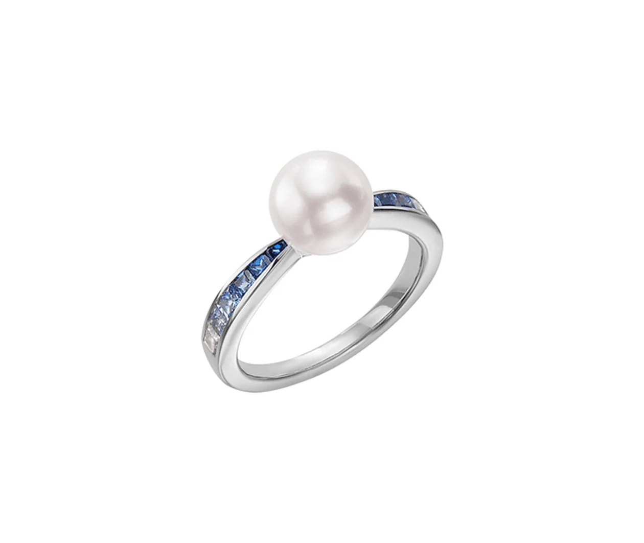 Akoya Cultured Pearl Ocean Ring with Sapphire Ring
