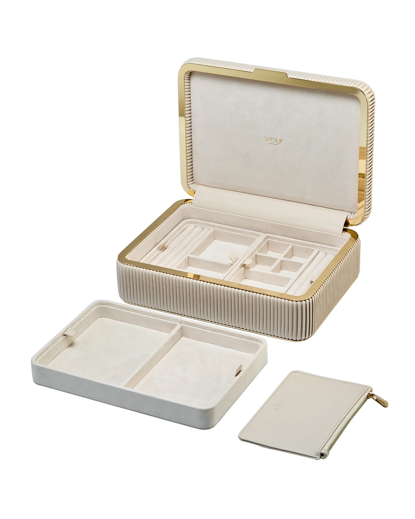Wolf Bella Medium Jewellery Box Bone - Image 6