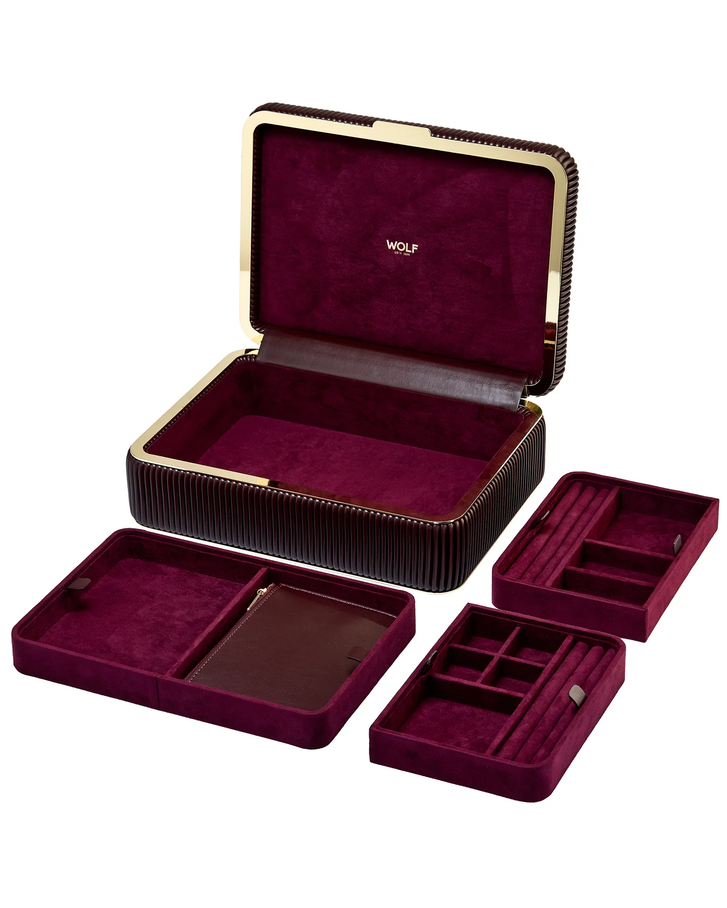 Wolf Bella Medium Jewellery Box Bordeaux - Image 7