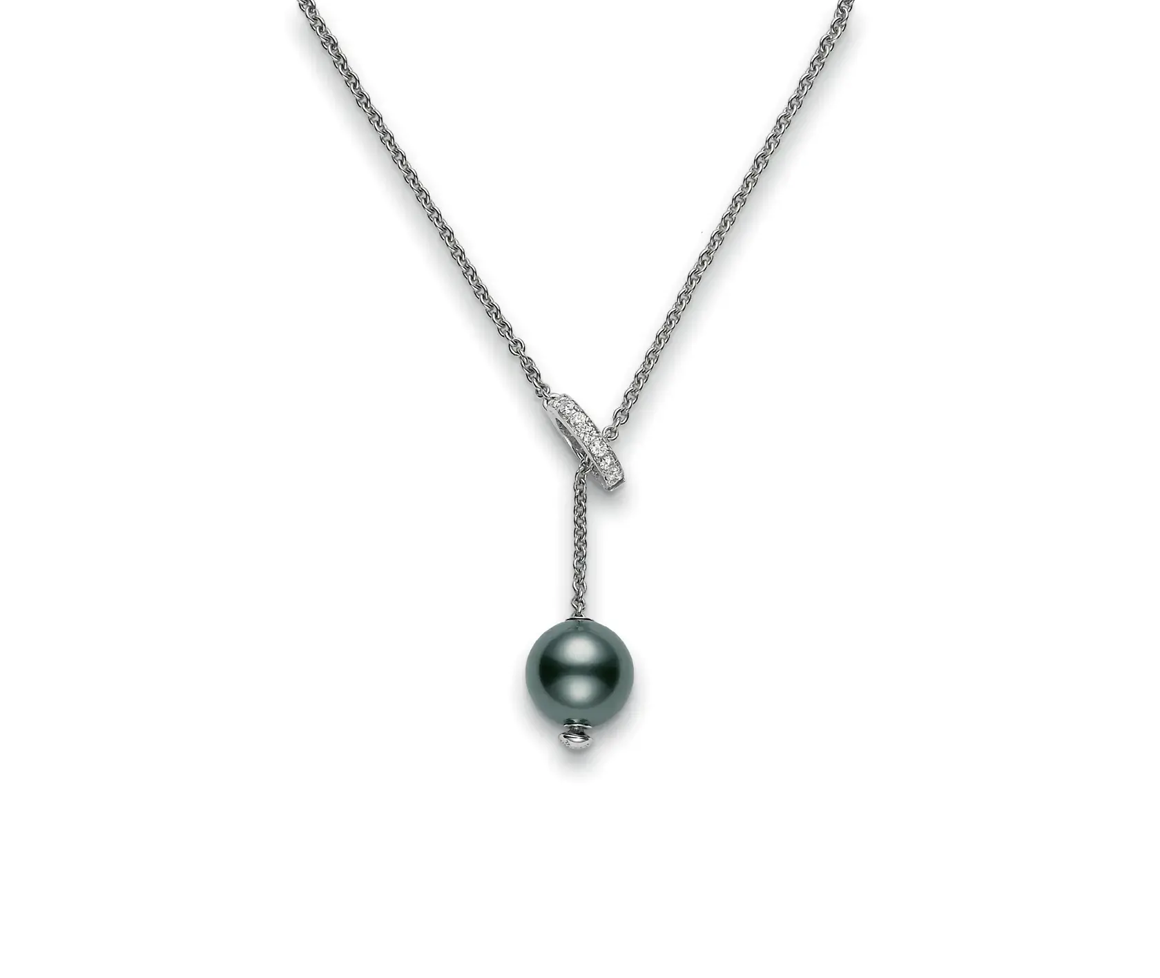 Black South Sea Cultured Pearl and Diamond Pendant in 18K White Gold
