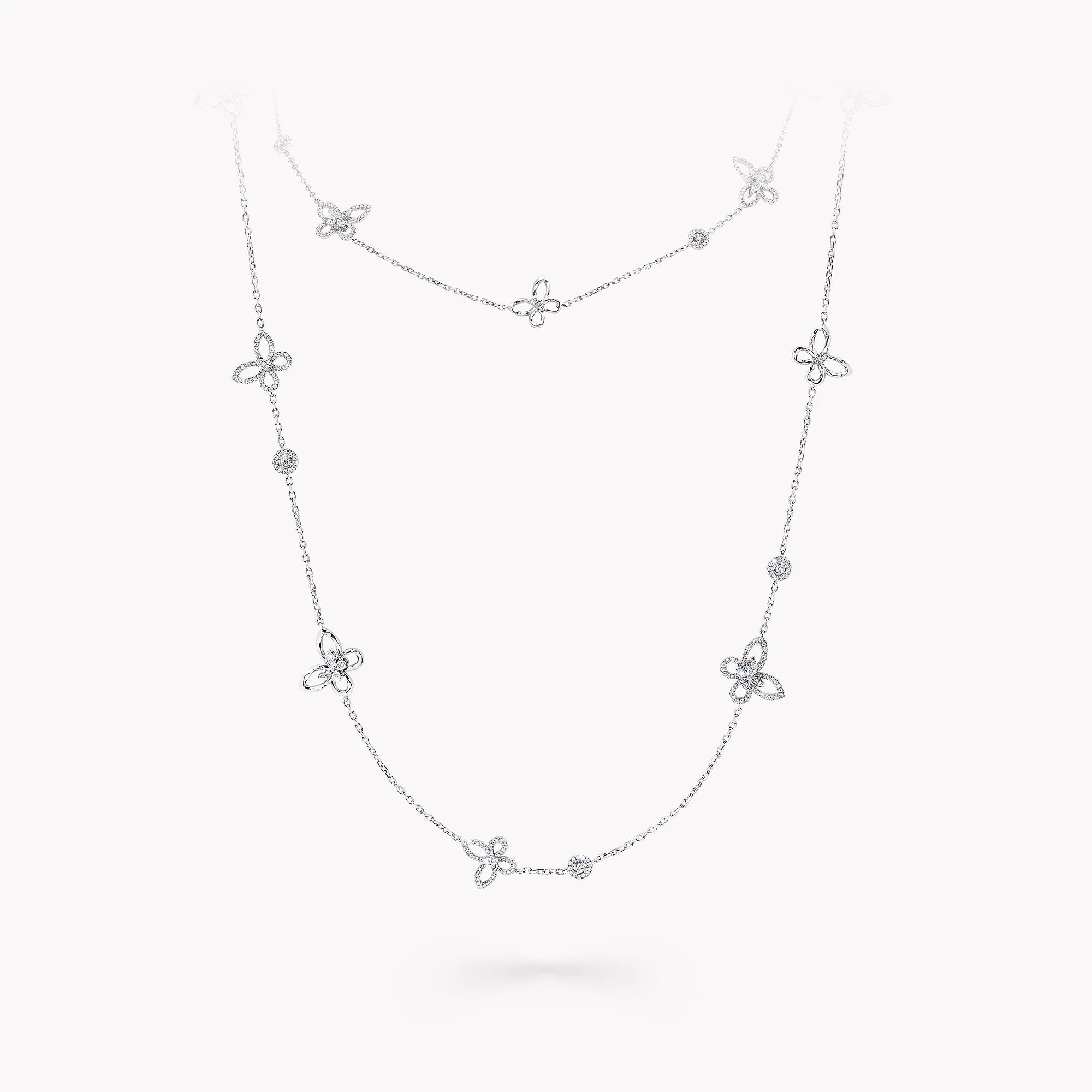 Butterfly Silhouette Diamond Long Necklace