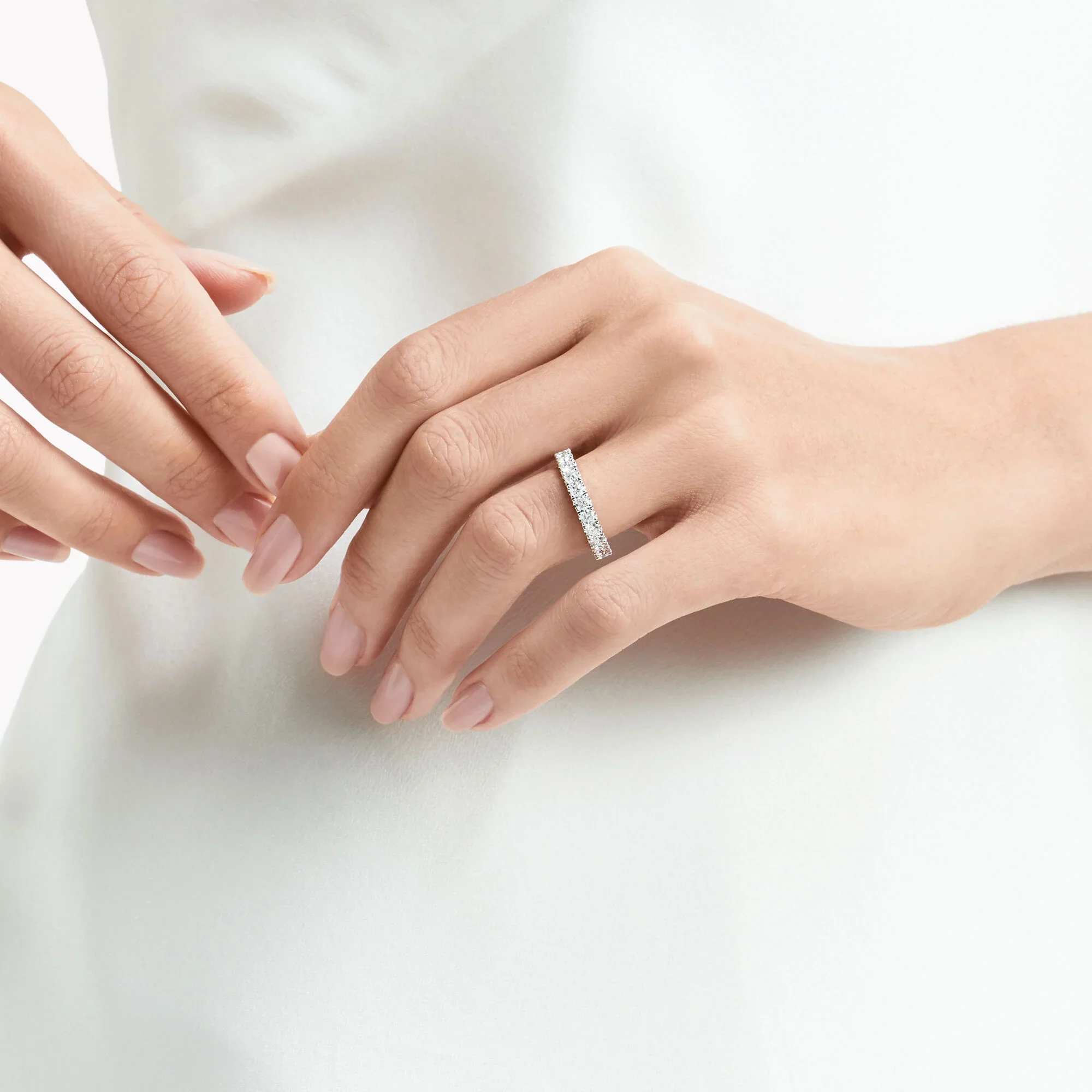 Castle Set Round Diamond Wedding Band - Image 2