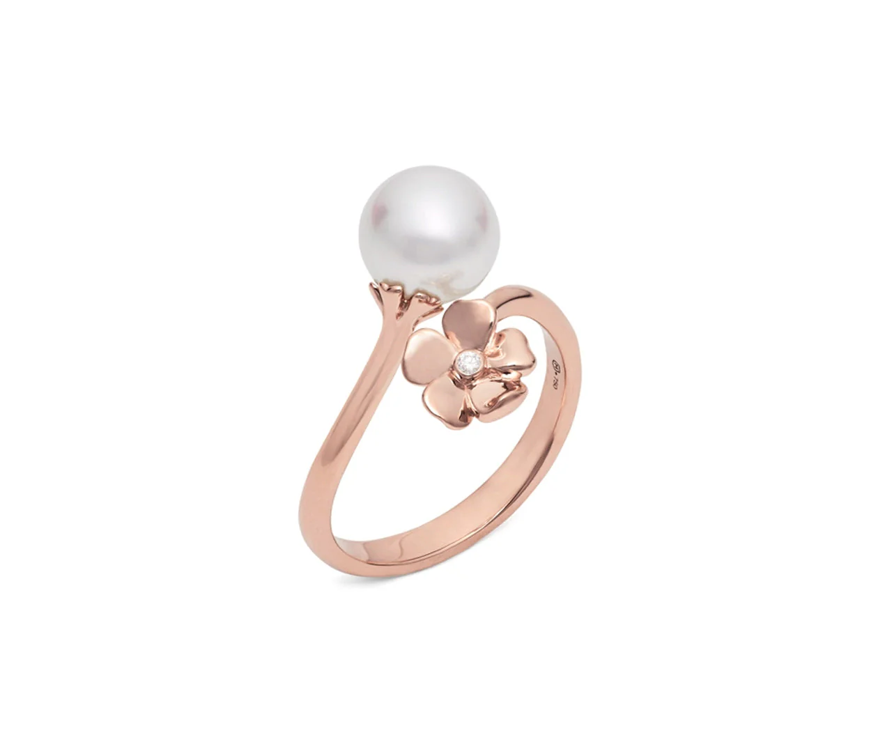Cherry Blossom Akoya Cultured Pearl Ring in 18K Pink Gold