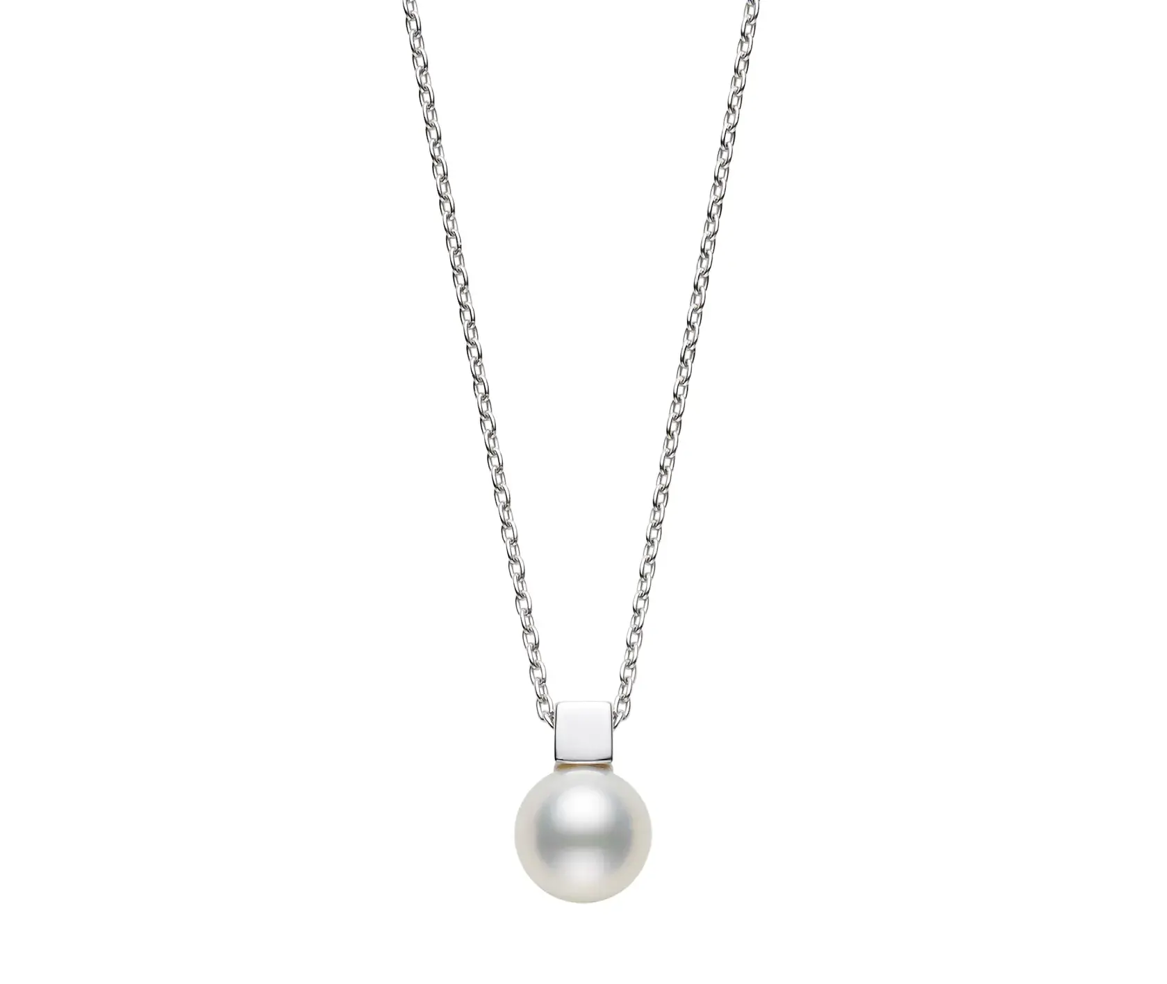 Classic Akoya Cultured Pearl 18K White Gold Pendant Necklace