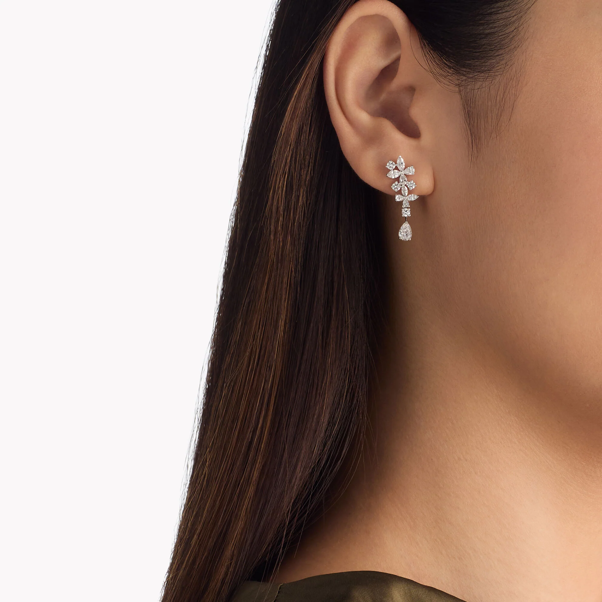 Classic Butterfly Diamond Drop Earrings - Image 2