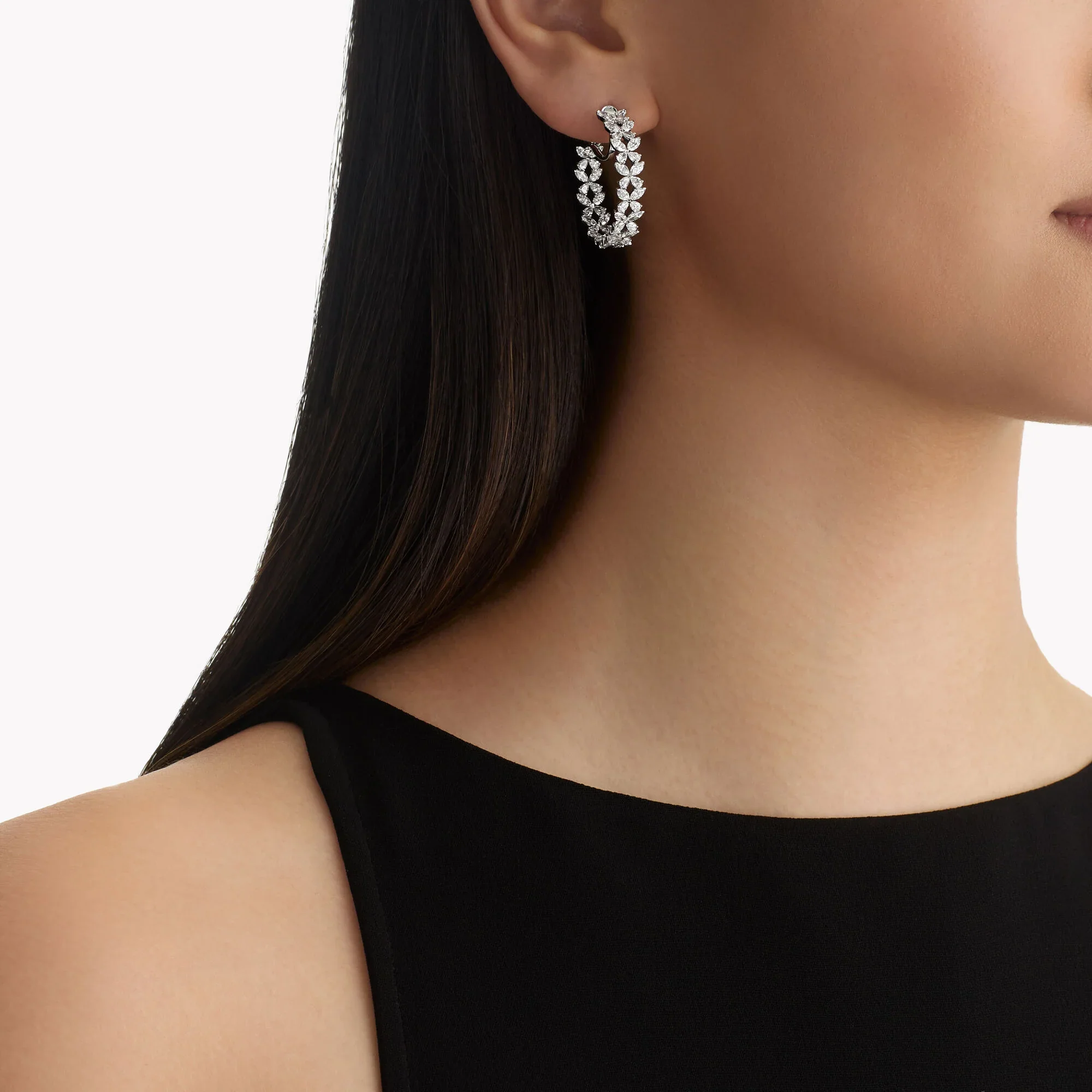 Classic Butterfly Diamond Hoop Earrings - Image 2
