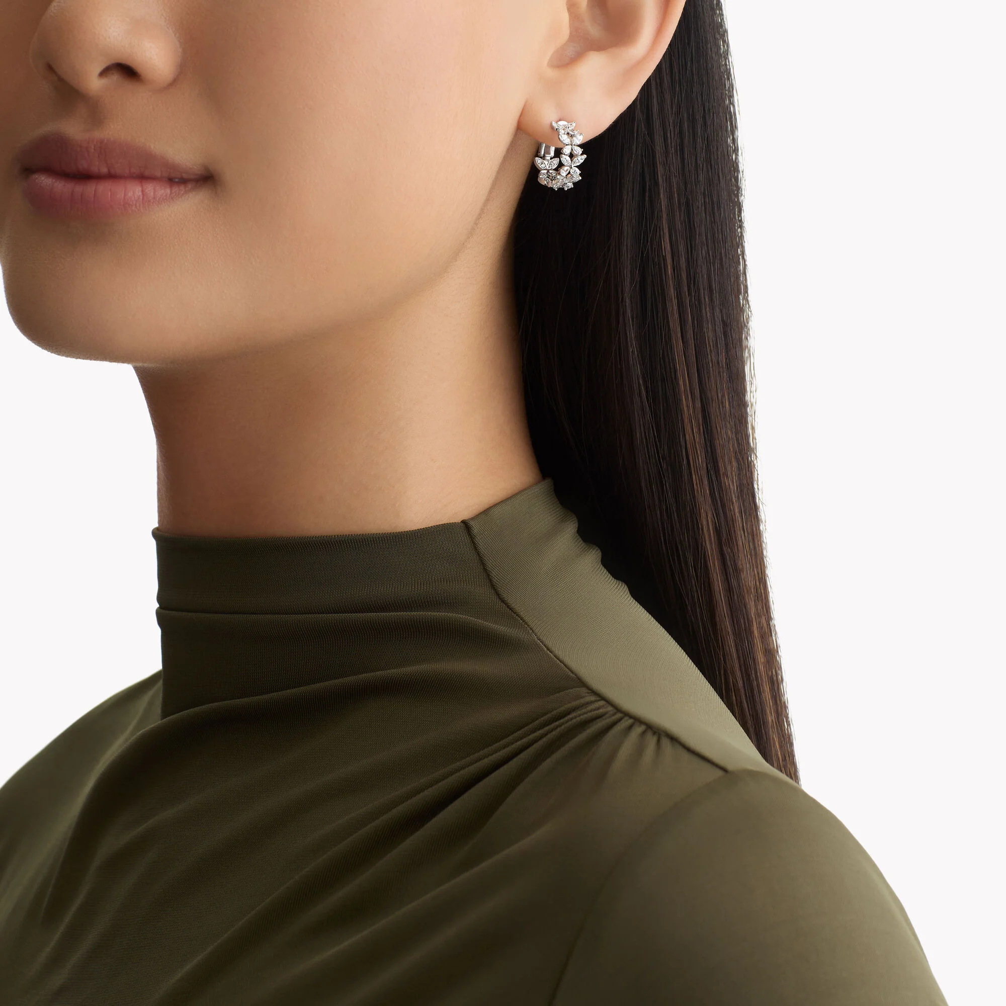 Classic Butterfly Diamond Petite Hoop Earrings - Image 2