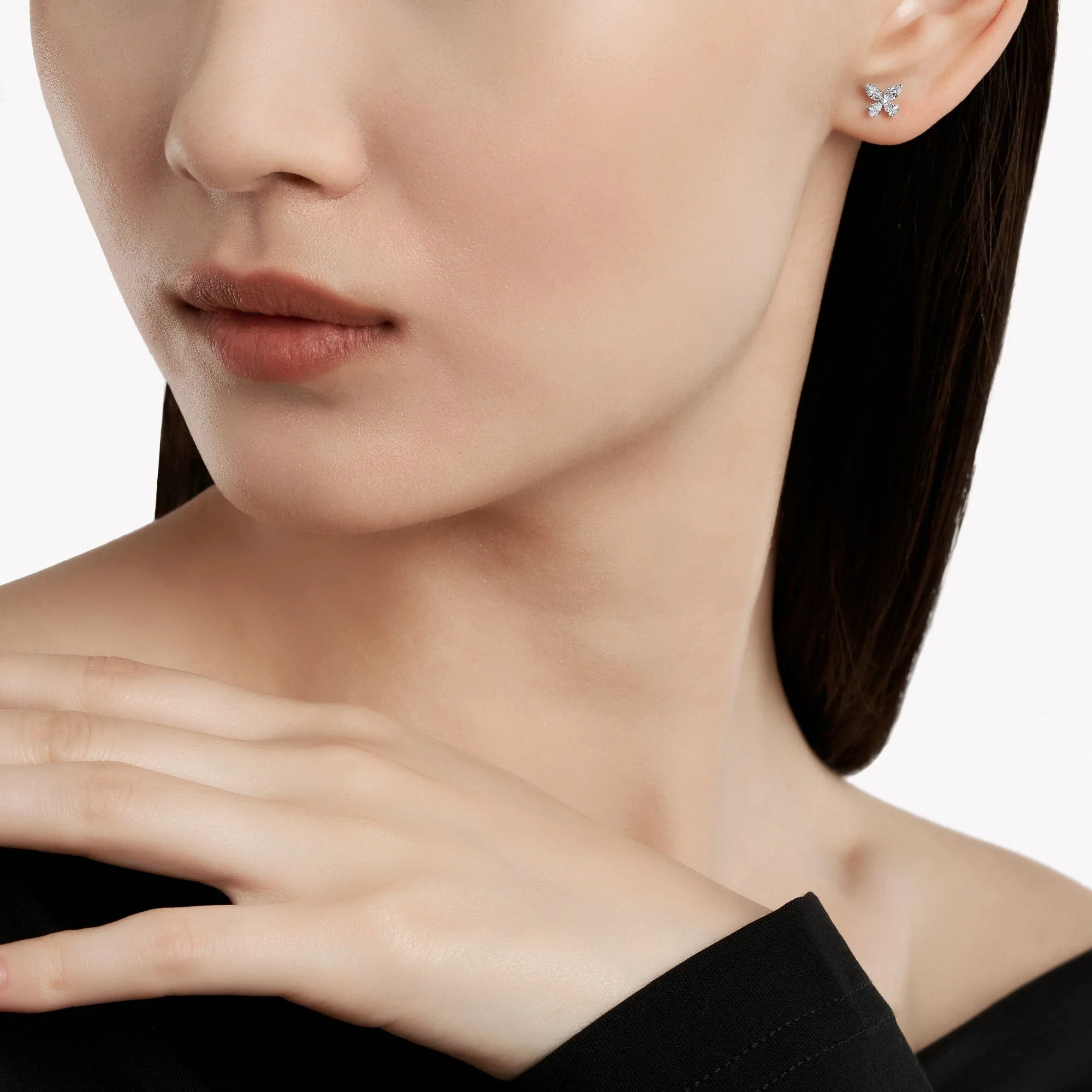 Classic Butterfly Diamond Petite Stud Earrings - Image 2