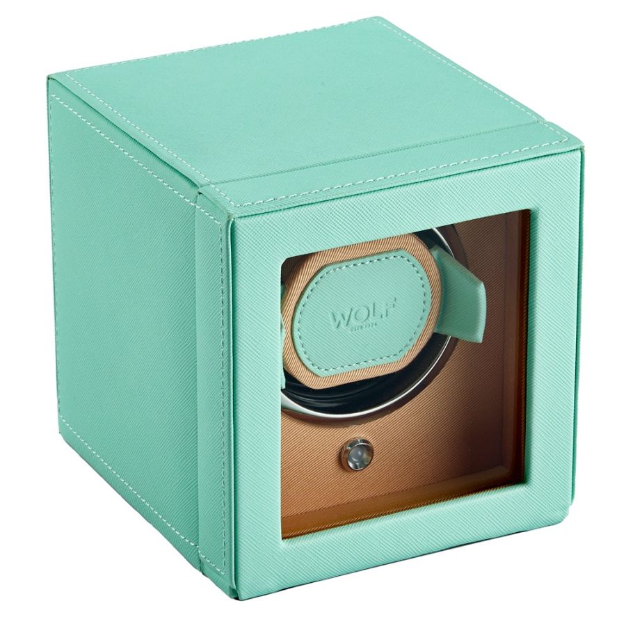 WOLF Cub Seltzer Single Watch Winder with Cover Mint/Peach - Image 2