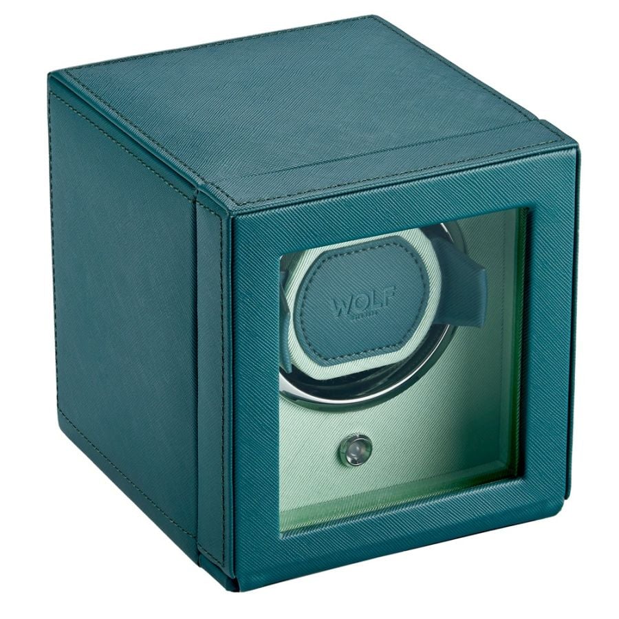 WOLF Cub Seltzer Single Watch Winder with Cover Teal/Mint - Image 2