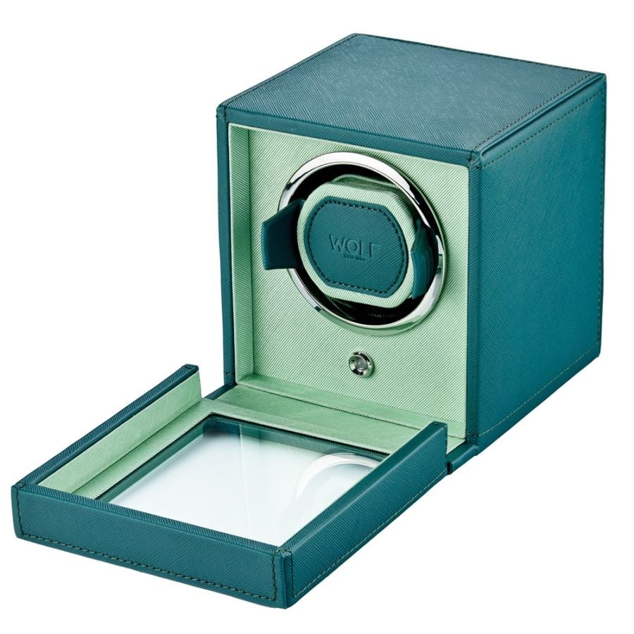 WOLF Cub Seltzer Single Watch Winder with Cover Teal/Mint - Image 4