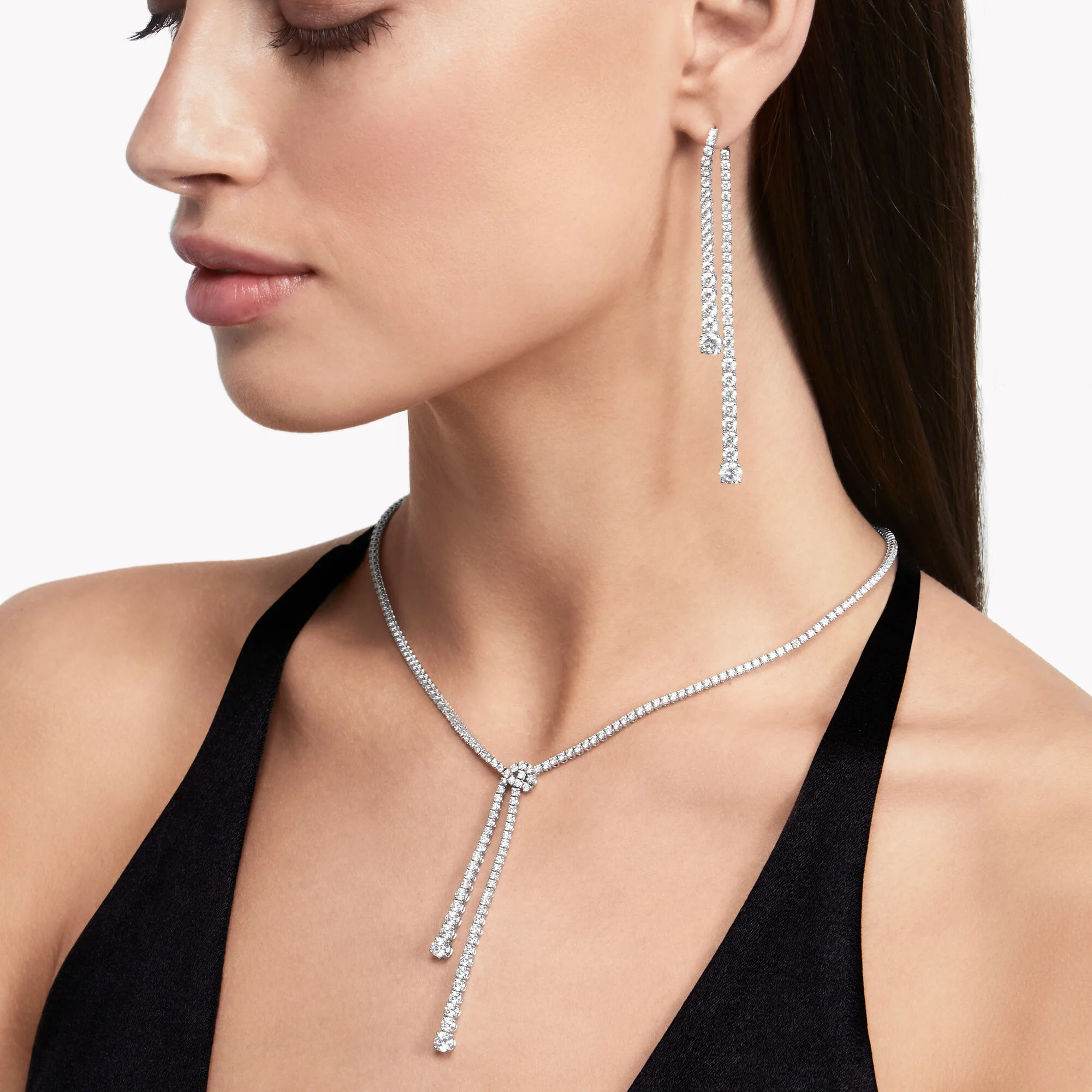 Diamond Double Strand Knot Necklace - Image 2