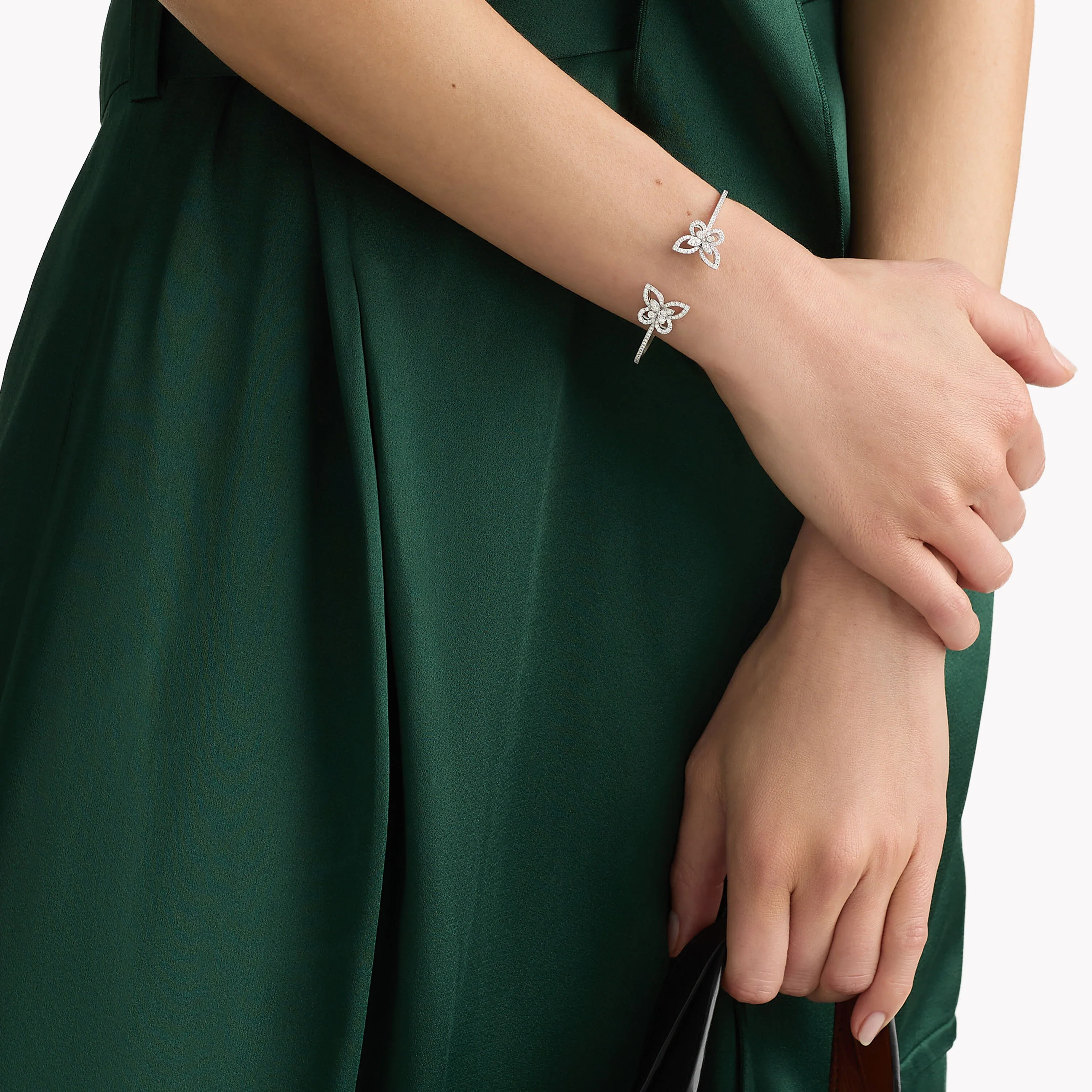 Double Butterfly Silhouette Diamond Bangle - Image 2