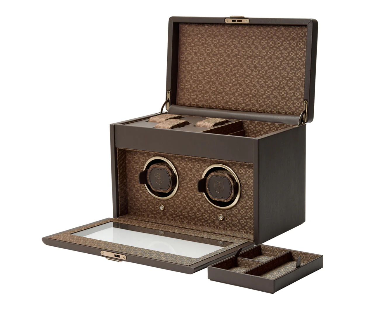 Earth Double Watch Winder With Storage Coffee - Image 4