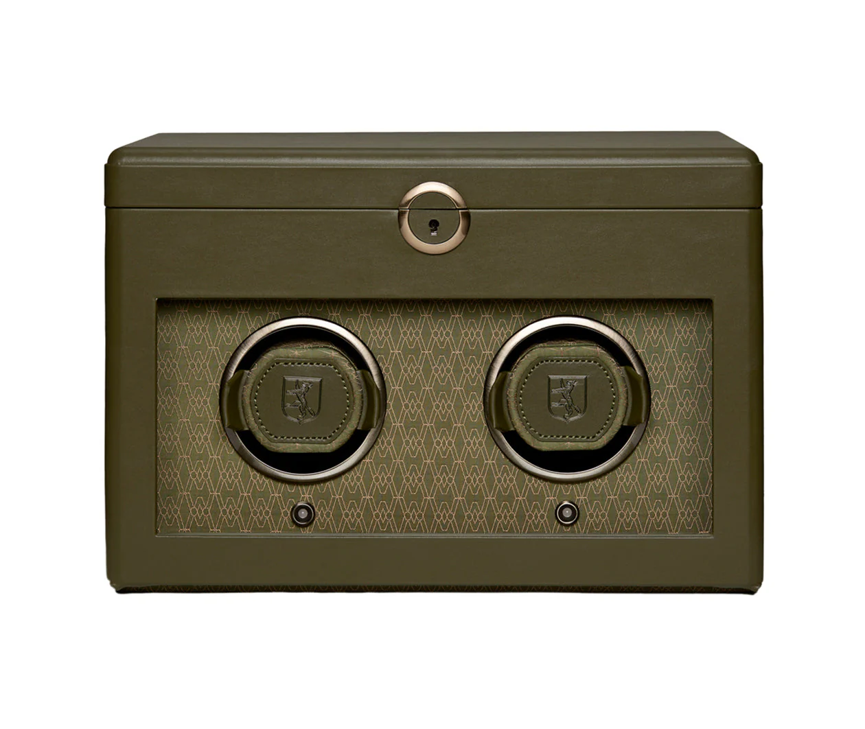 Earth Double Watch Winder With Storage Olive