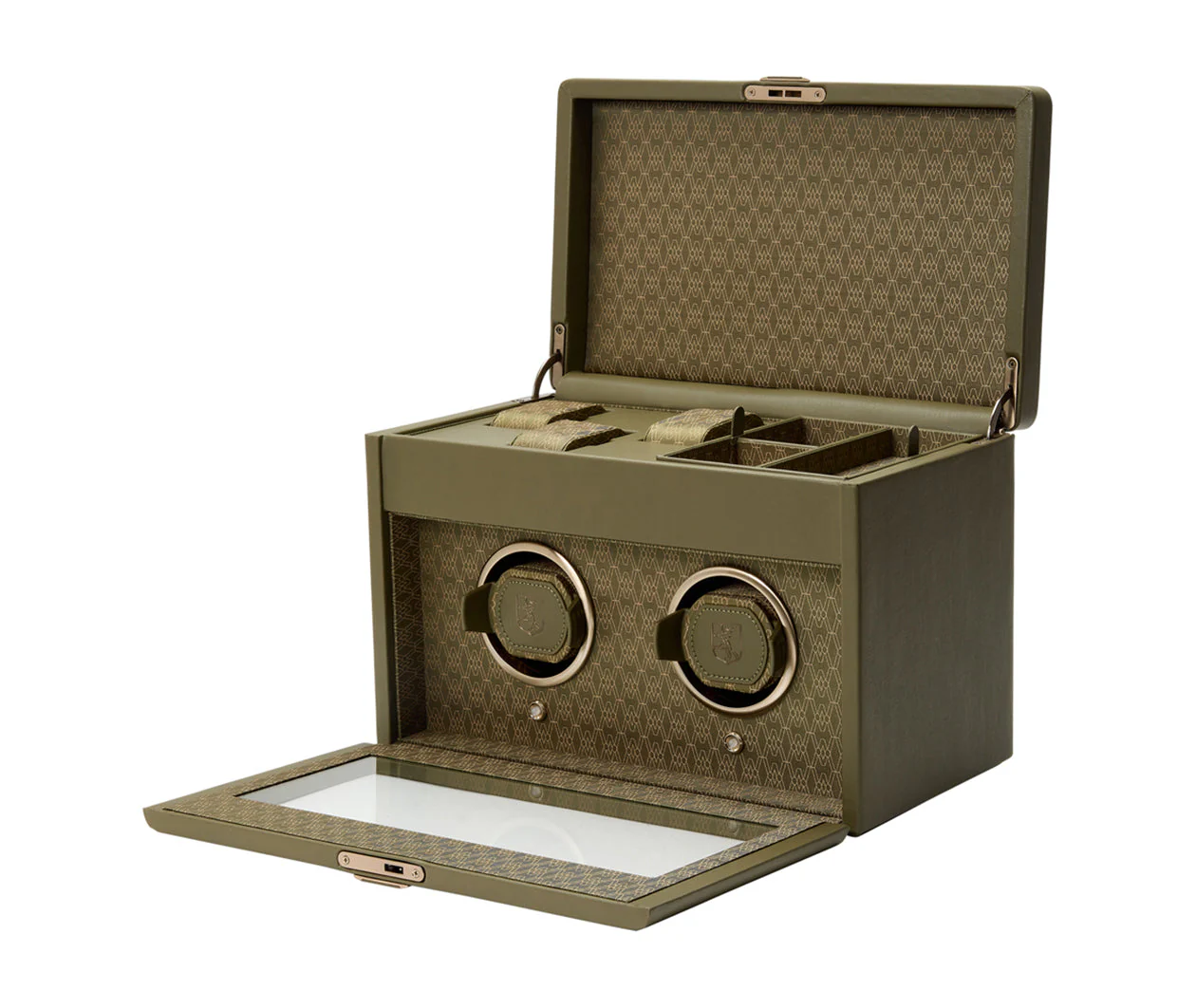 Earth Double Watch Winder With Storage Olive - Image 3