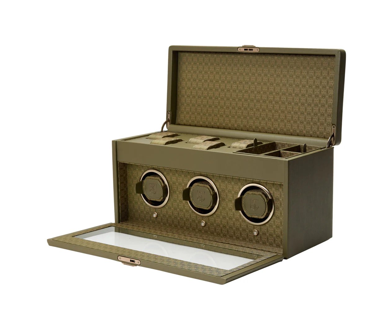 Earth Triple Watch Winder With Storage Olive - Image 3