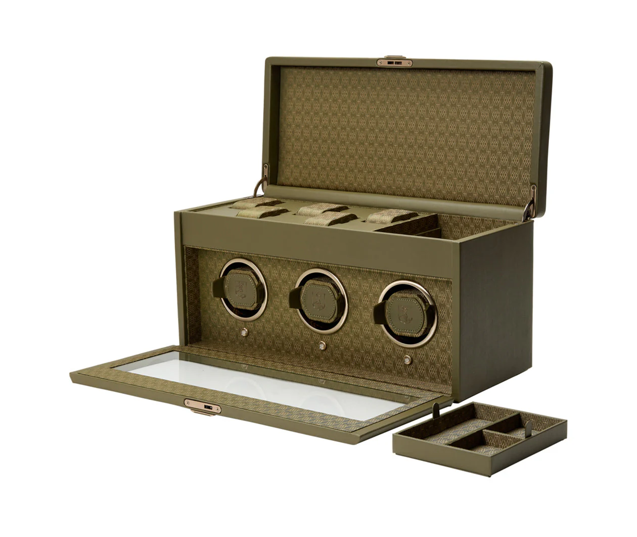 Earth Triple Watch Winder With Storage Olive - Image 4