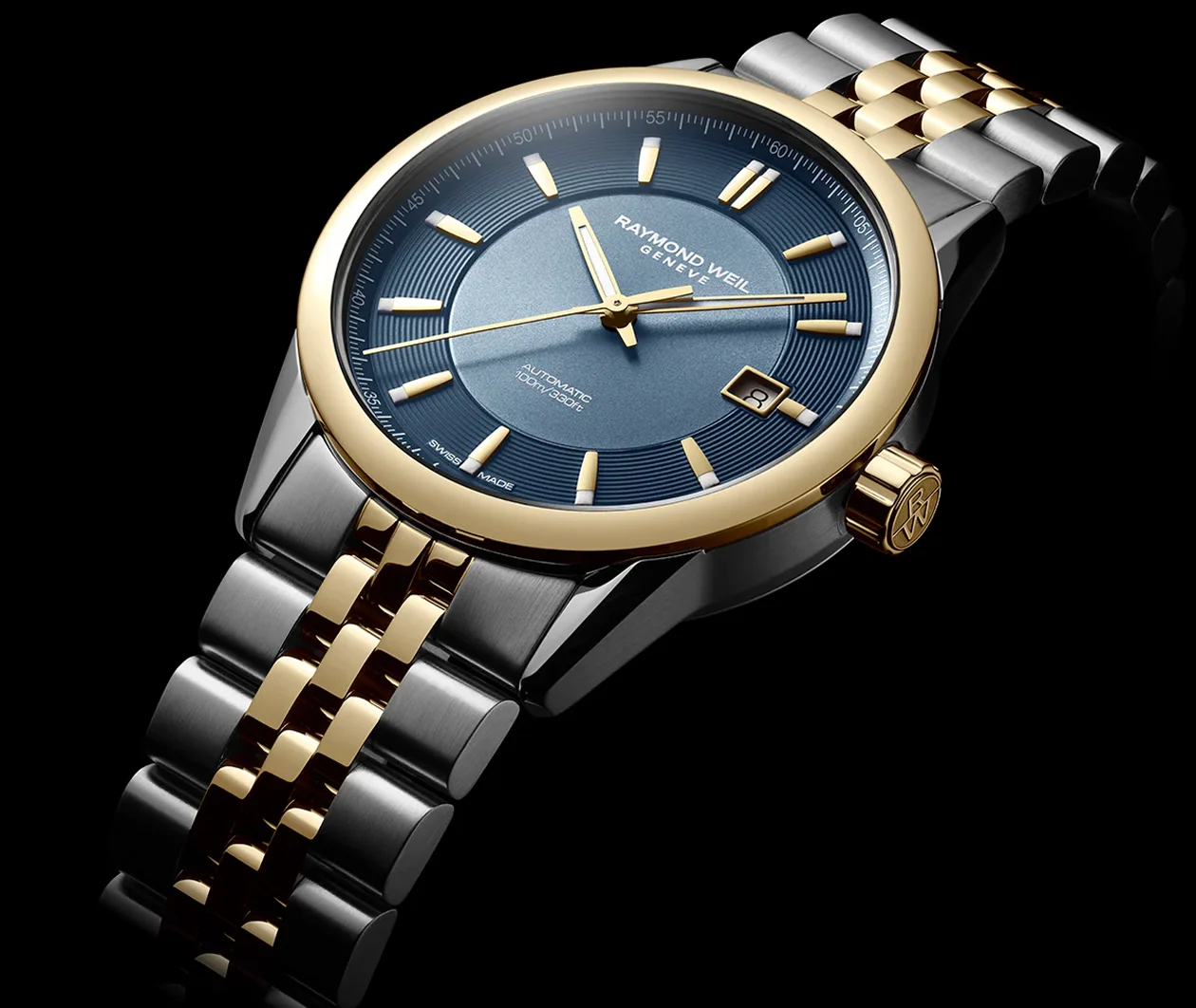 Freelancer Men's Automatic Blue Dial Stainless Steel Two-Tone Bracelet Watch - Image 4