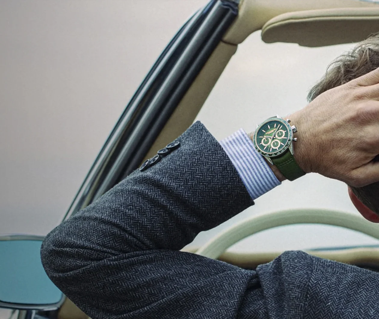 Freelancer Men's Automatic Chronograph Green Leather Watch - Image 8