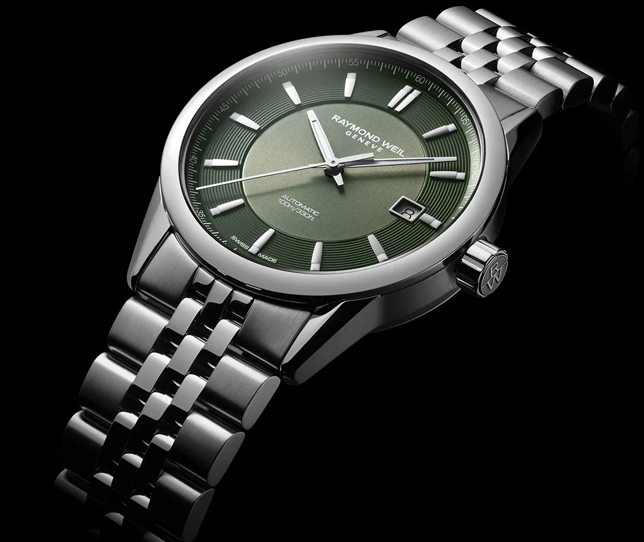 Freelancer Men's Automatic Olive Green Dial Stainless Steel Bracelet Watch - Image 4