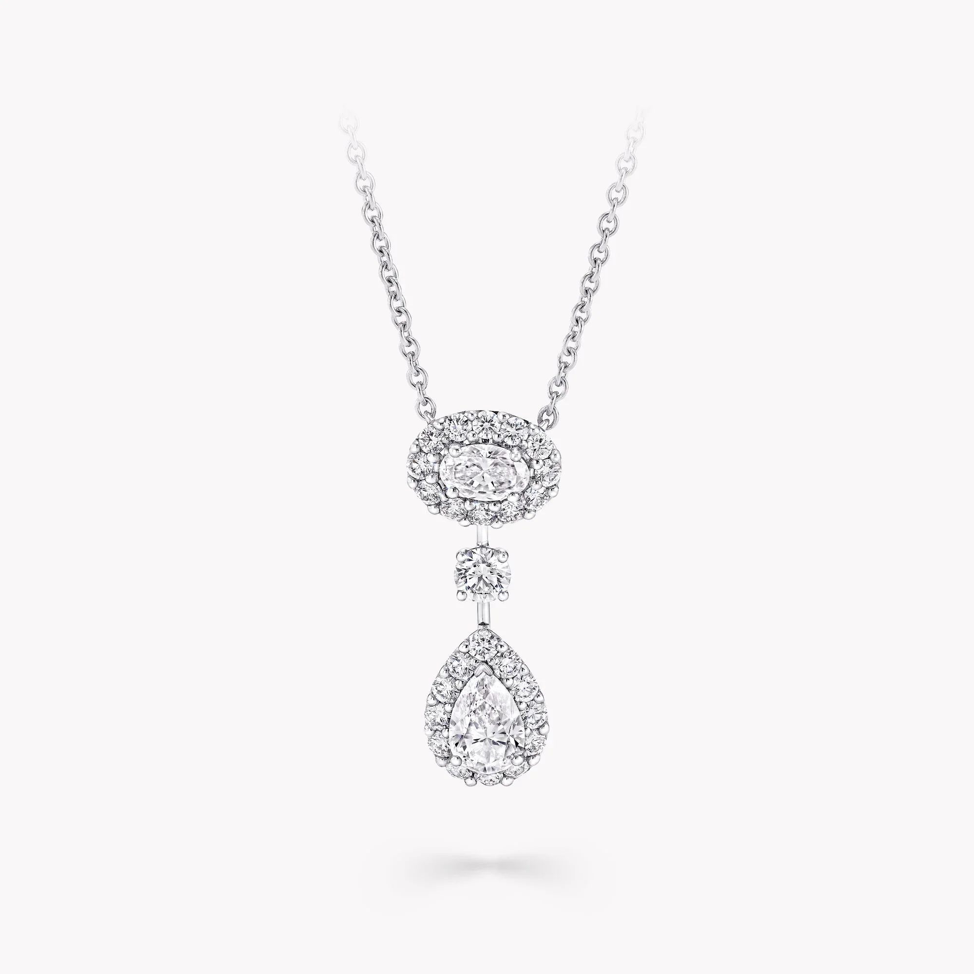 Icon Oval and Pear Shape Diamond Drop Necklace