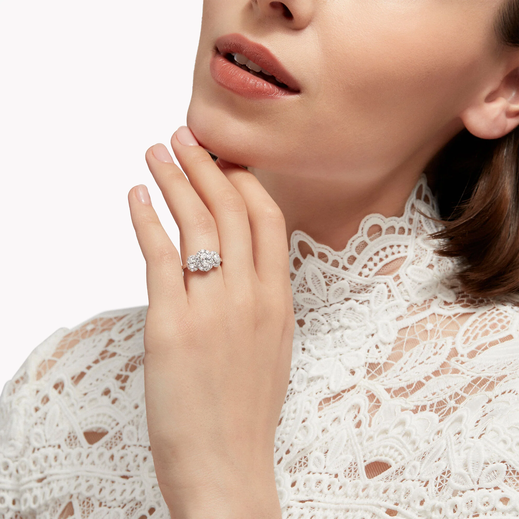 Icon Three Stone Oval Diamond Engagement Ring - Image 2