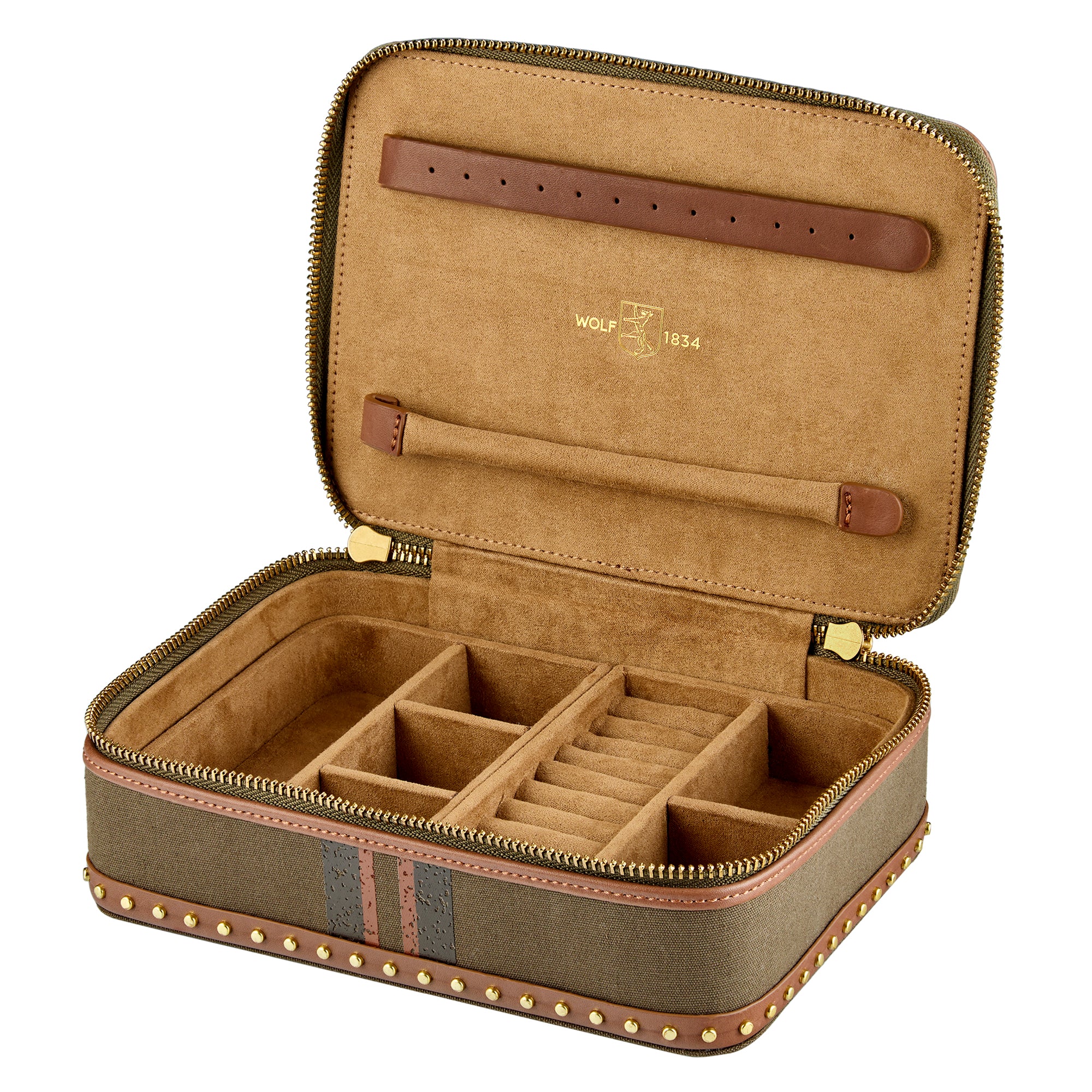 Wolf Ida Travel Zip Jewellery Case Khaki - Image 3