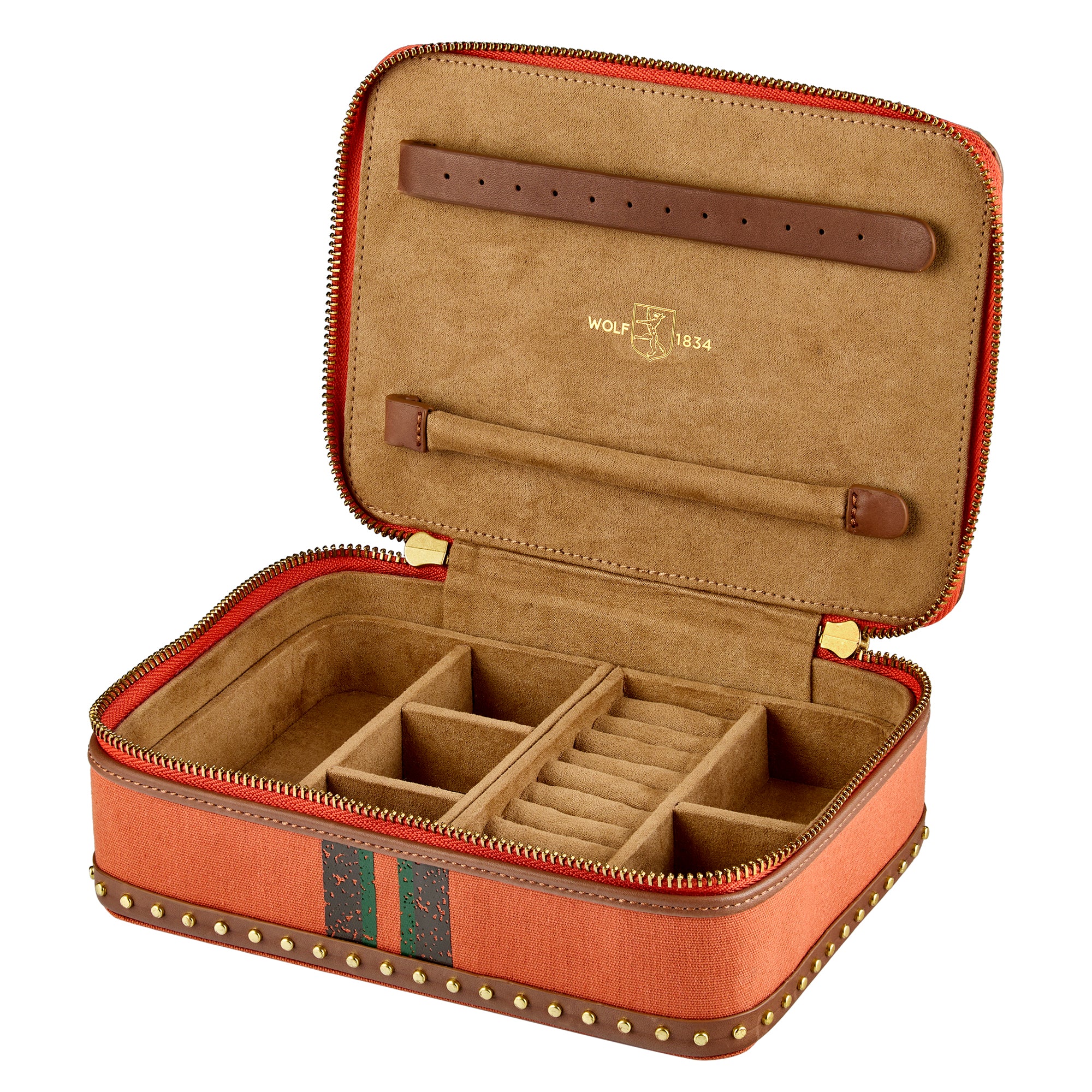 Wolf Ida Travel Zip Jewellery Case Orange - Image 3