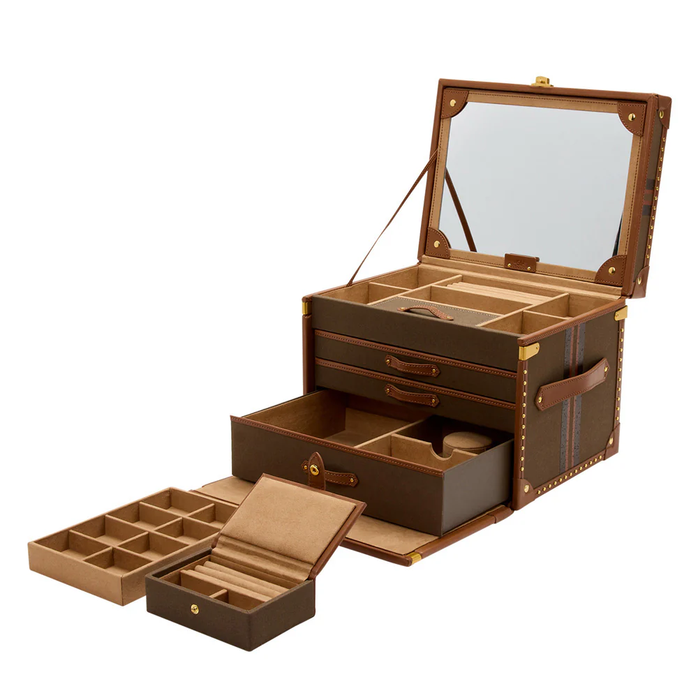 Wolf Ida Trunk Jewellery Box Khaki - Image 2