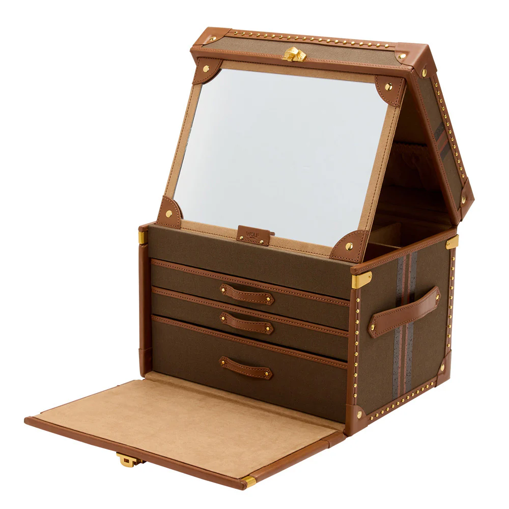 Wolf Ida Trunk Jewellery Box Khaki - Image 4