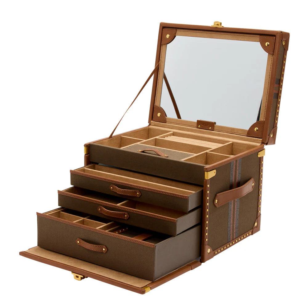 Wolf Ida Trunk Jewellery Box Khaki - Image 6