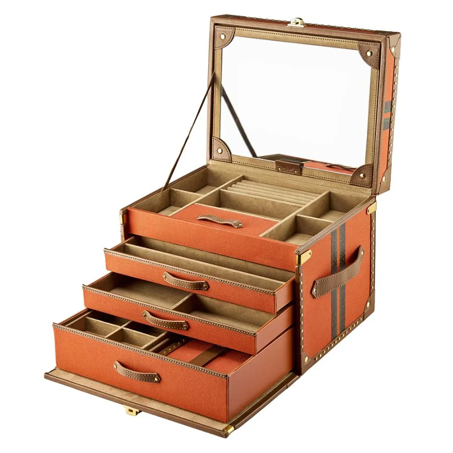 Wolf Ida Trunk Jewellery Box Orange - Image 6