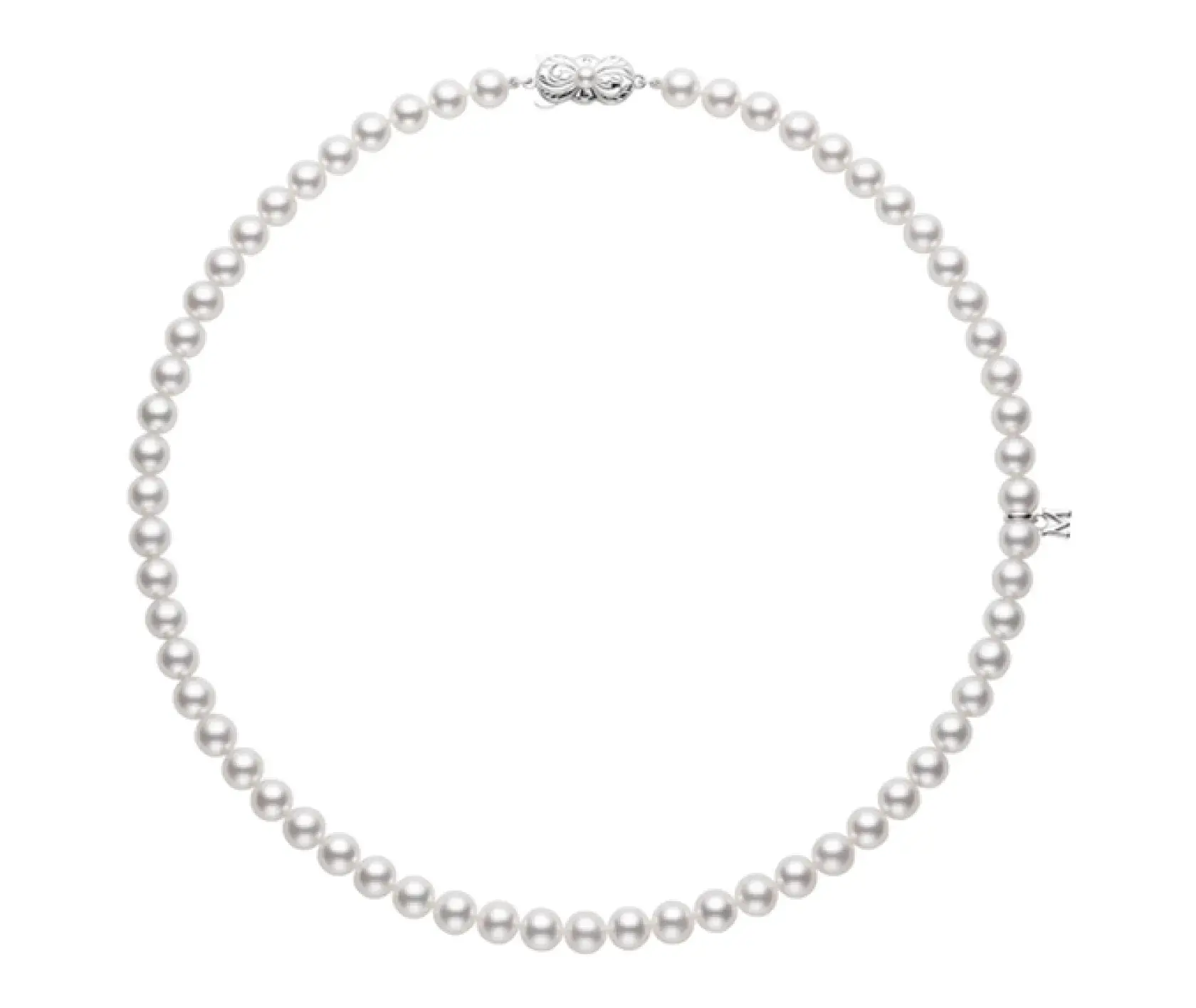 7.5mm Akoya Cultured Pearl 18K White Gold Princess Strand Necklace