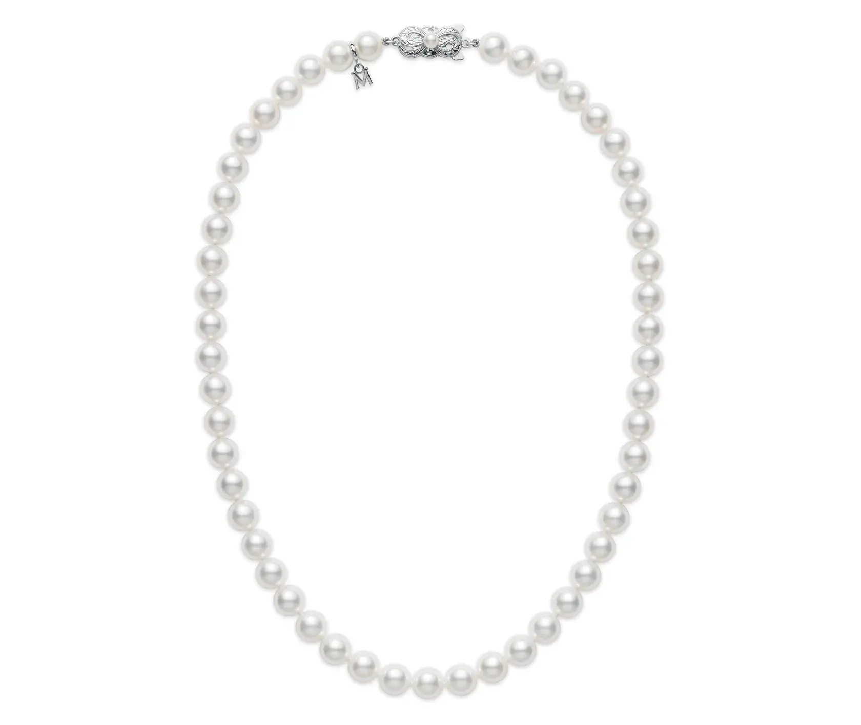 Akoya Cultured Pearl Choker 18K White Gold Necklace