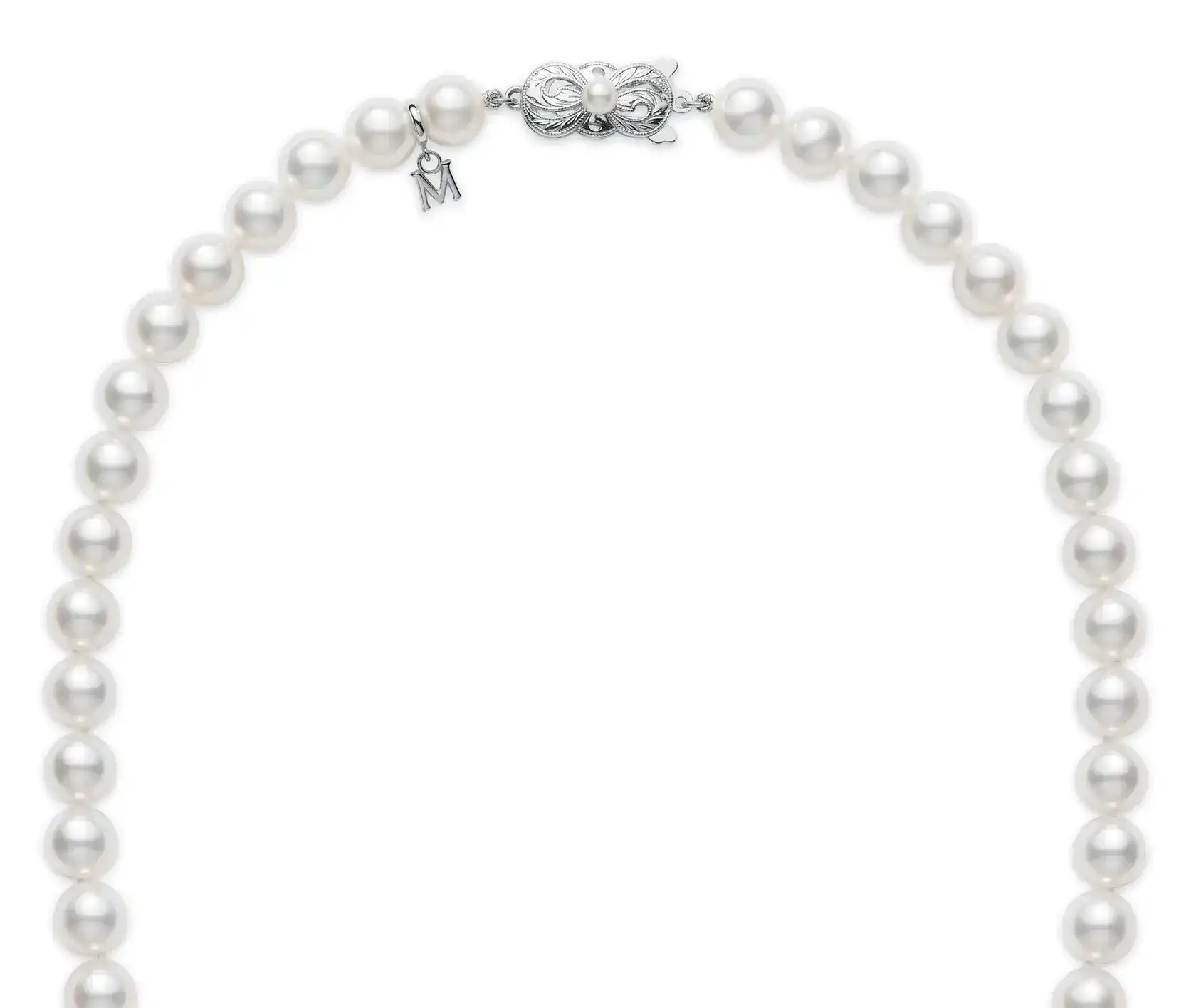 Akoya Cultured Pearl Choker 18K White Gold Necklace - Image 2