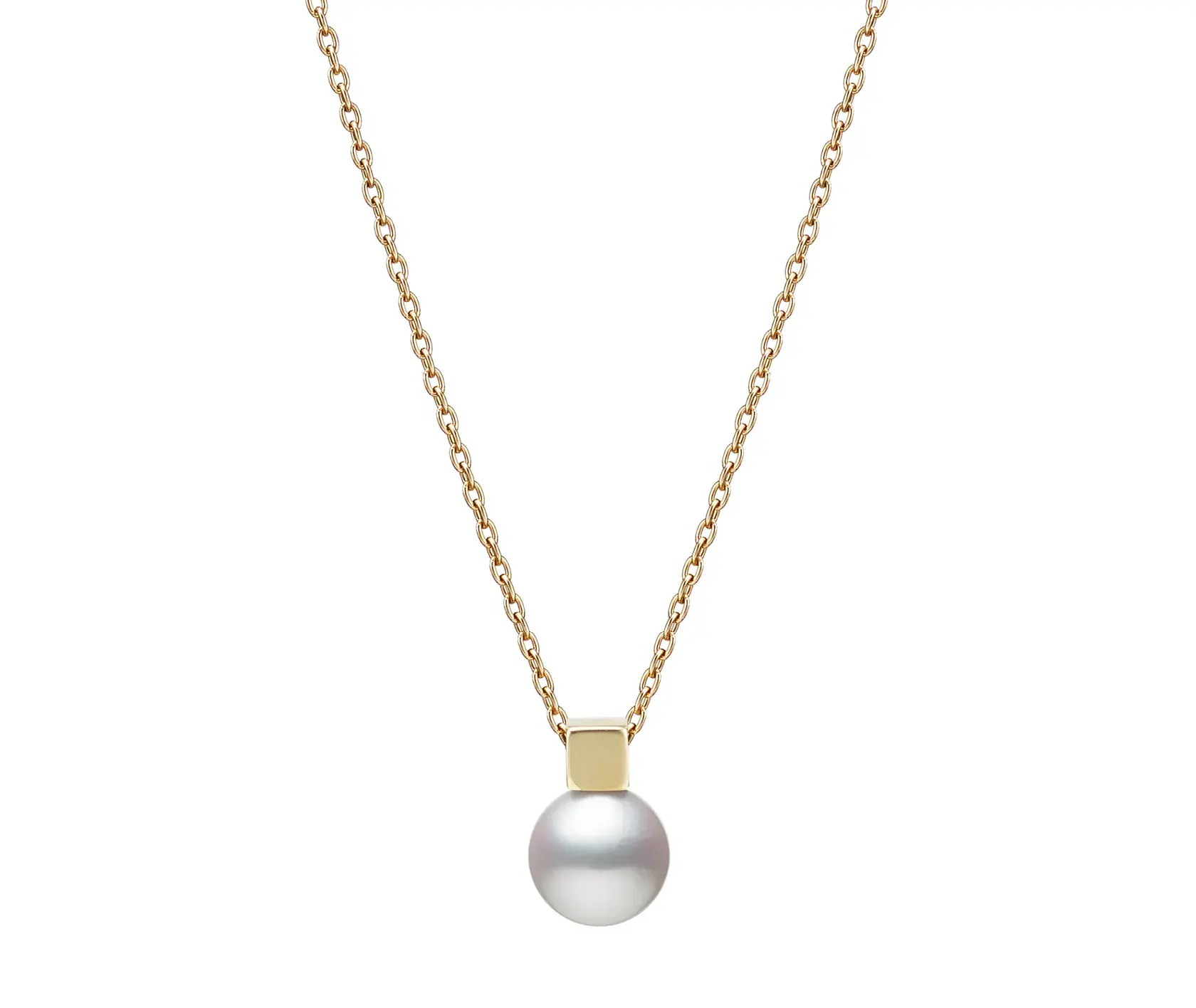 Classic Akoya Cultured Pearl 18K Yellow Gold Pendant Necklace - Image 2