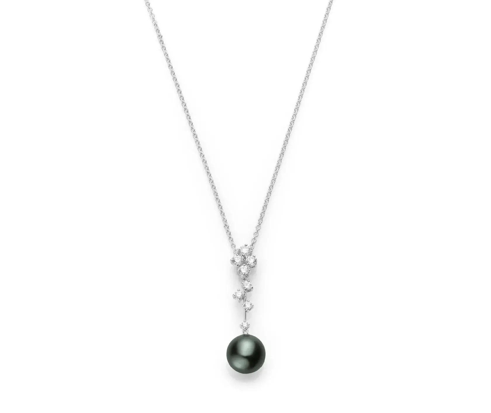 Classic Black South Sea Cultured Pearl and Diamond Pendant Necklace