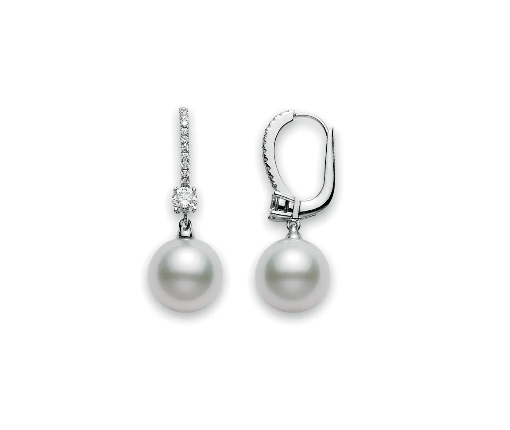 Classic White South Sea Cultured Pearl and Diamond Earrings