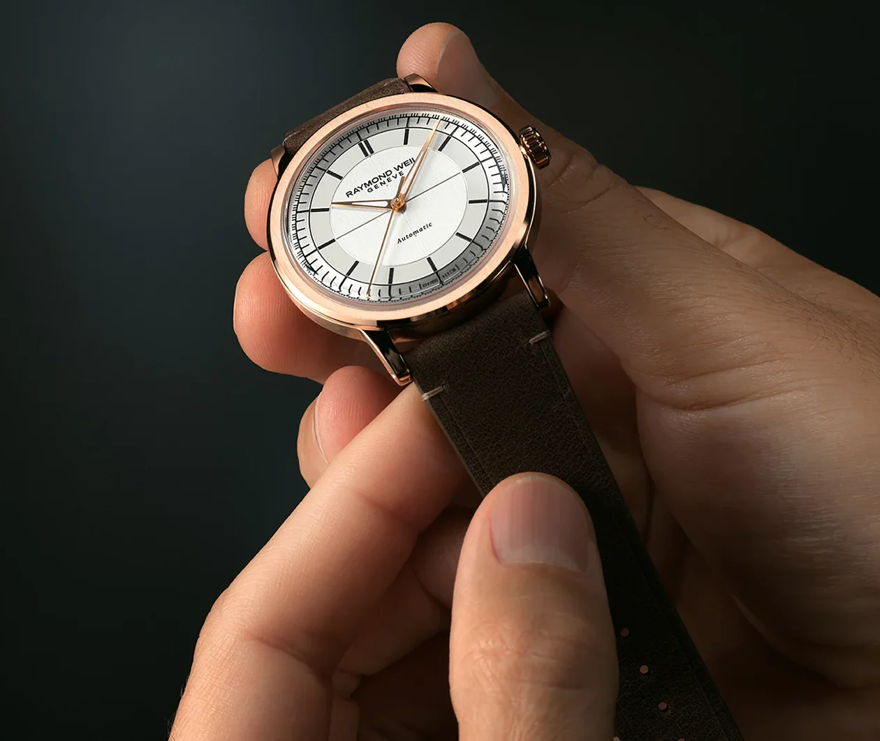 Millesime Men's Automatic Brown Leather Strap Watch - Image 5
