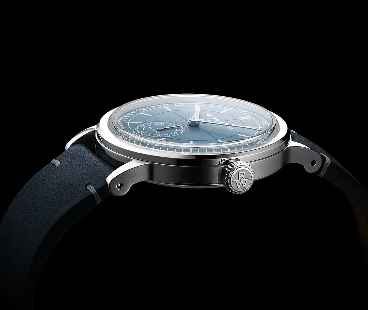 Millesime Men's Automatic Navy Blue Leather Strap Watch - Image 6