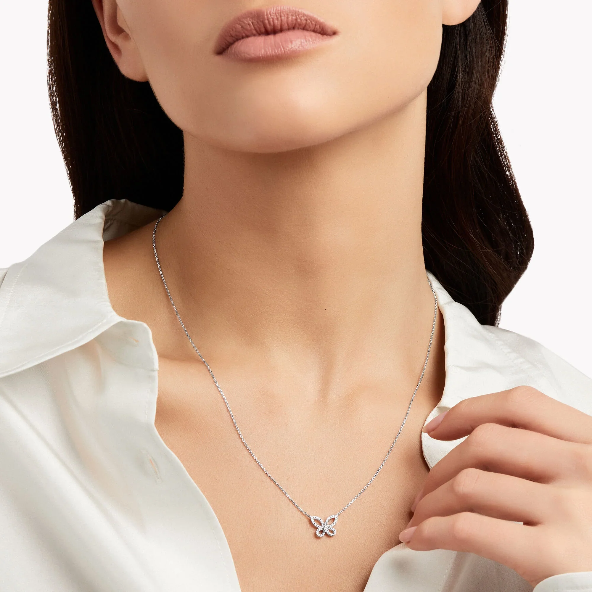 Mini Butterfly Silhouette Diamond Pendant - Image 2