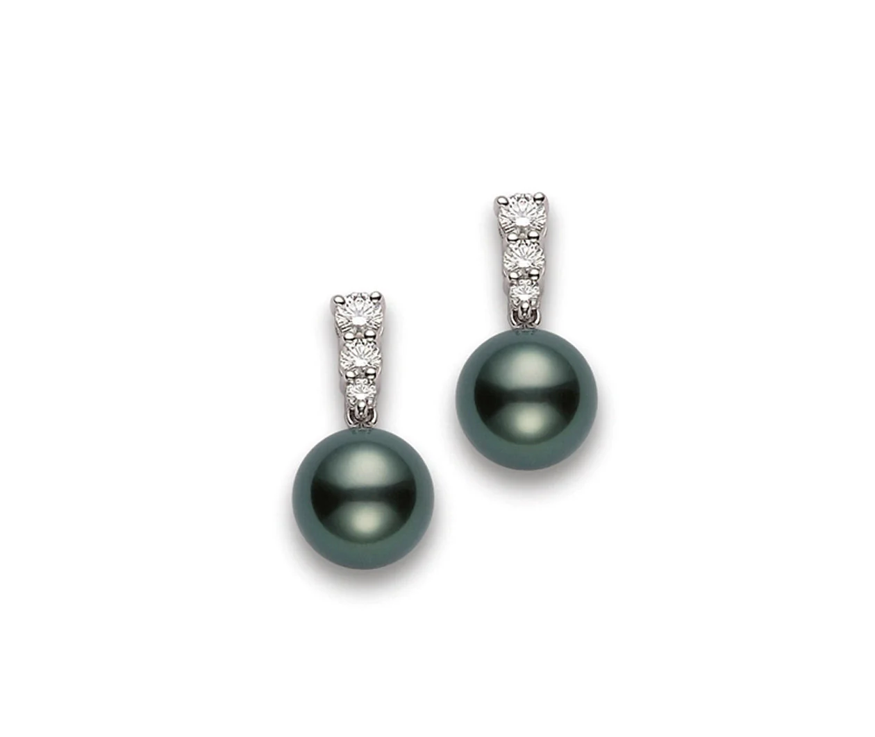 Morning Dew Black South Sea Cultured Pearl Earrings in 18K White Gold